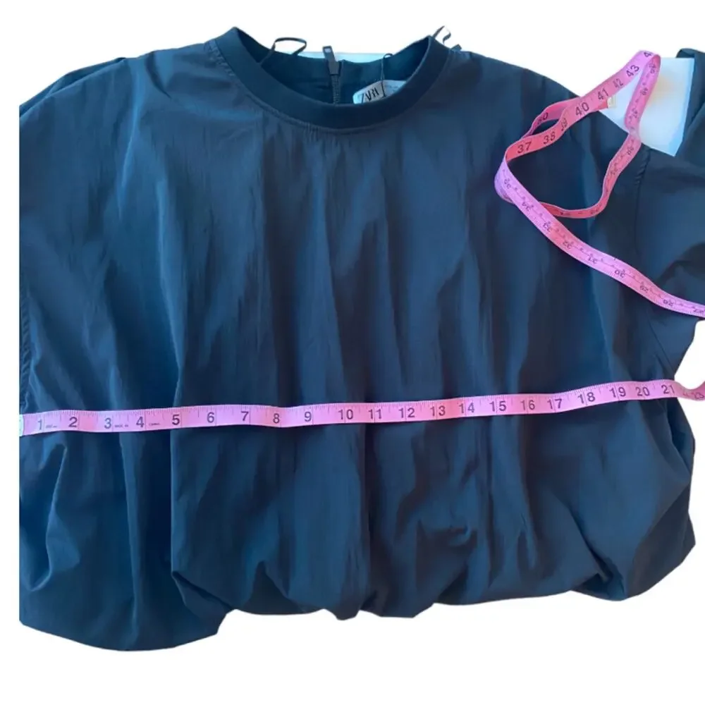 Zara Slightly Cropped Black Shirt -Size XL - Picture 5 of 9